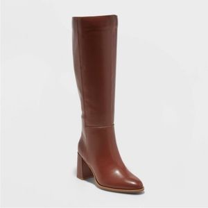 Brown Leather Heeled Boots